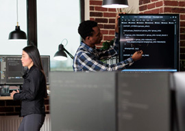 Man working on code